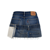Upcycled Denim Mini Skirt - Dark Blue