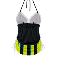 Football Halter Neck tops/ Mini Dress-Manchester City F.C. (black Neon Stripes)