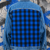 Blue Flannel Upcycled Denim Jacket