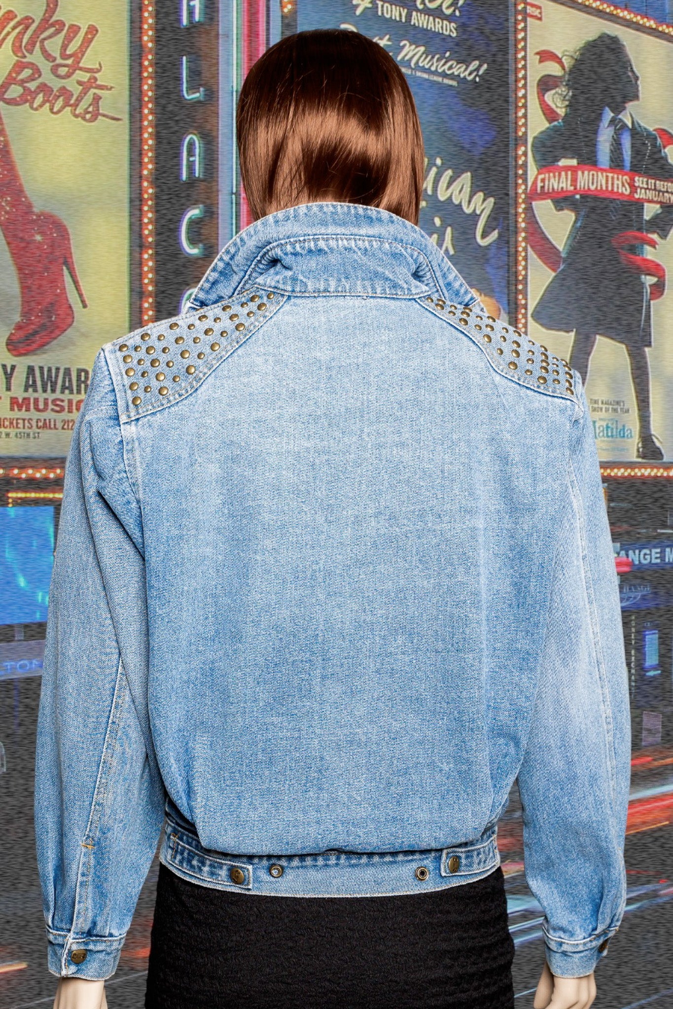 Hey Stud Upcycled Cropped Denim Jacket