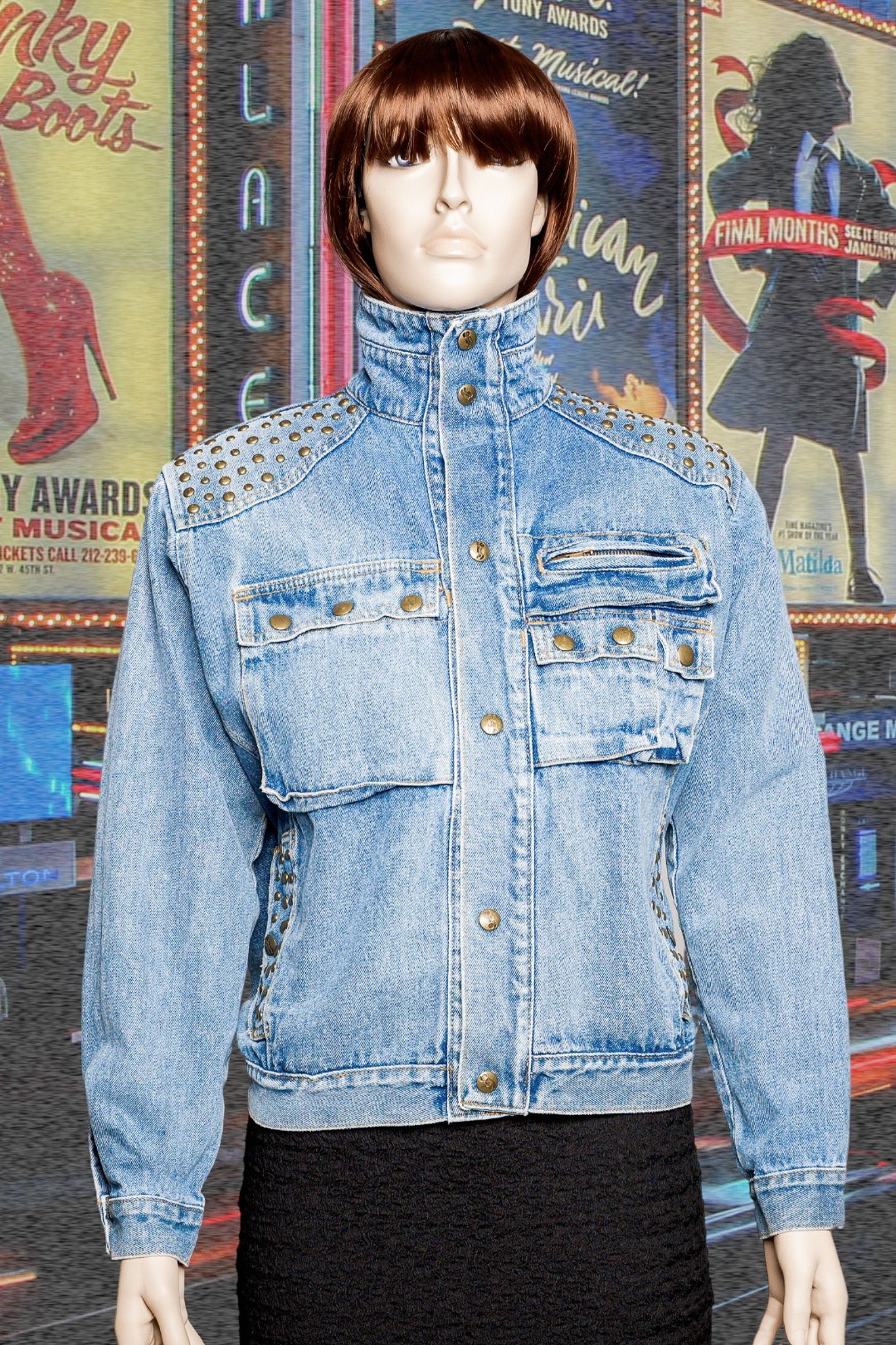 Hey Stud Upcycled Cropped Denim Jacket