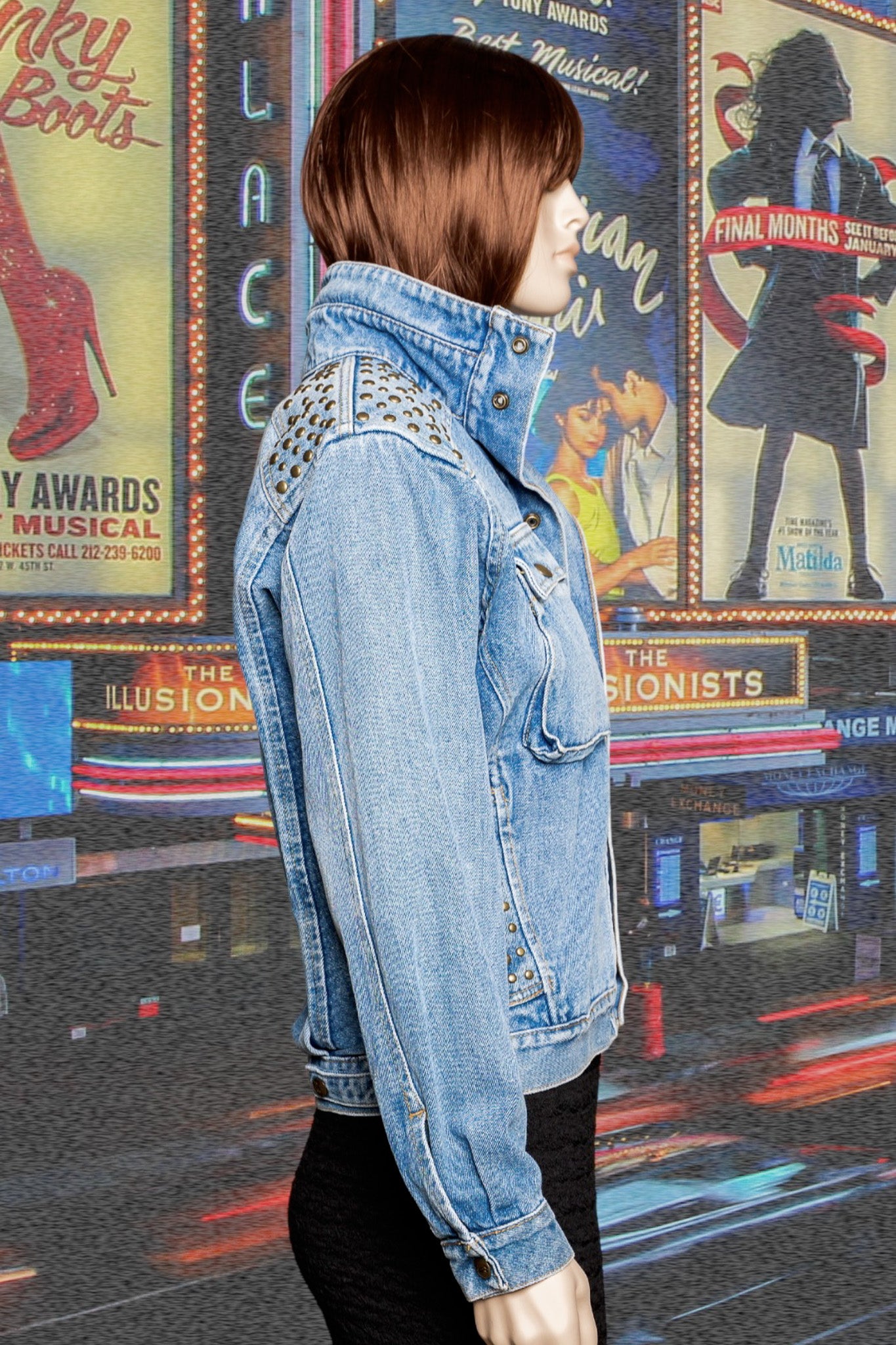 Hey Stud Upcycled Cropped Denim Jacket