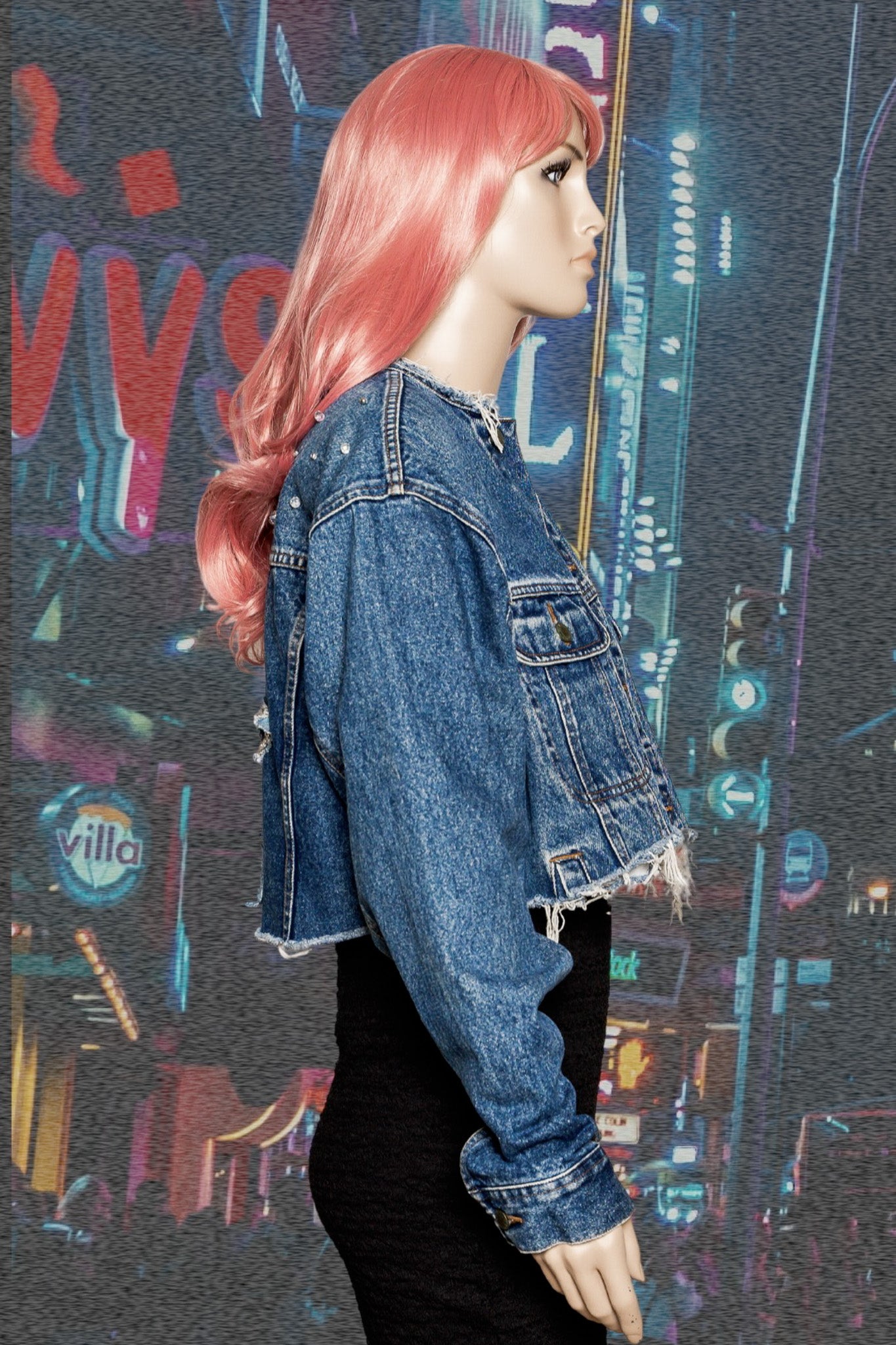 A Star Is Born Cropped Upcycled Denim Jacket