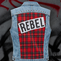 Rebel Tartan Upcycled Denim Vest