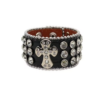 Cross Rhinestone Black Bracelet