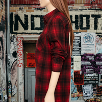 Boyfriend Red Checked Flannel Shirt