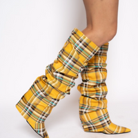 Yellow Tartan Boots