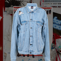 Hard Rock Vintage Distressed Upcycled Denim Jacket