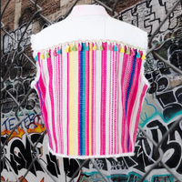 Mexicana White Upcycled Levi's Denim Vest