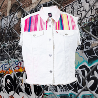 Mexicana White Upcycled Levi's Denim Vest