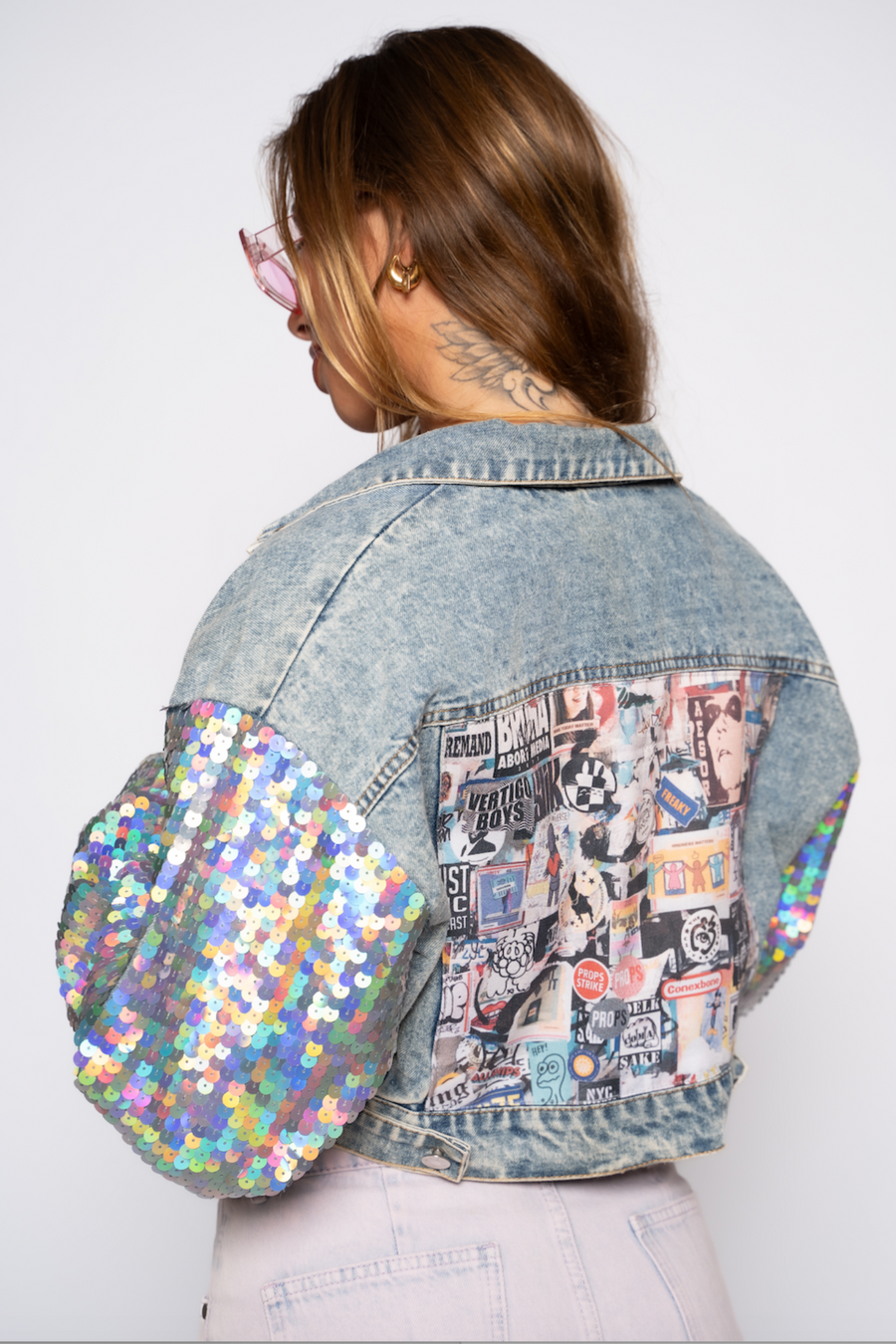 Dany Sequins Sparkle Sleeve DENIM