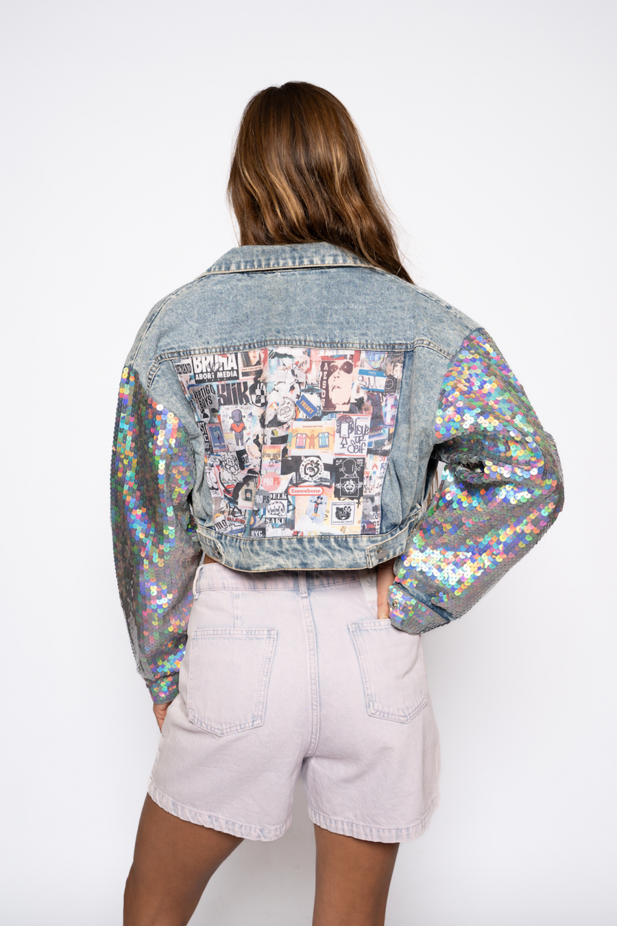 Dany Sequins Sparkle Sleeve DENIM