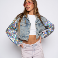 Dany Sequins Sparkle Sleeve DENIM