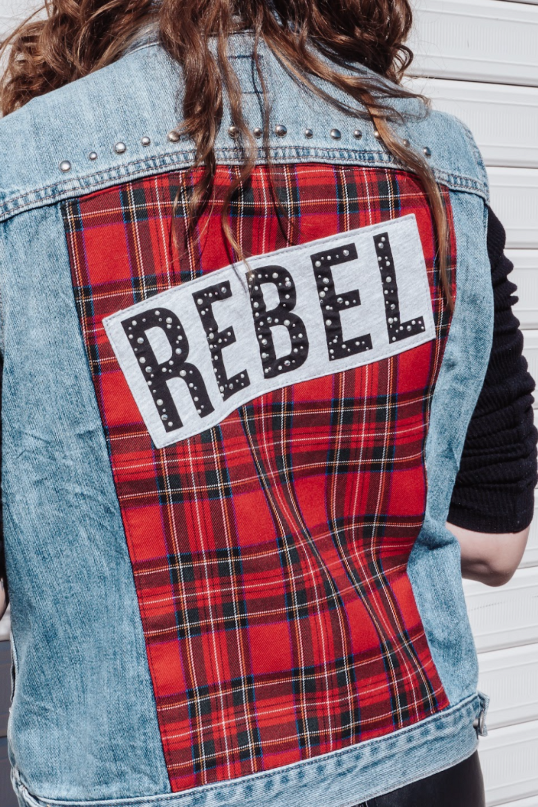 Rebel Tartan Upcycled Denim Vest