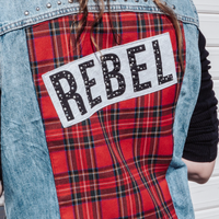 Rebel Tartan Upcycled Denim Vest