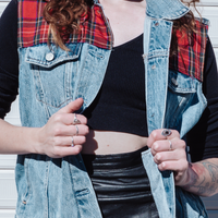 Rebel Tartan Upcycled Denim Vest