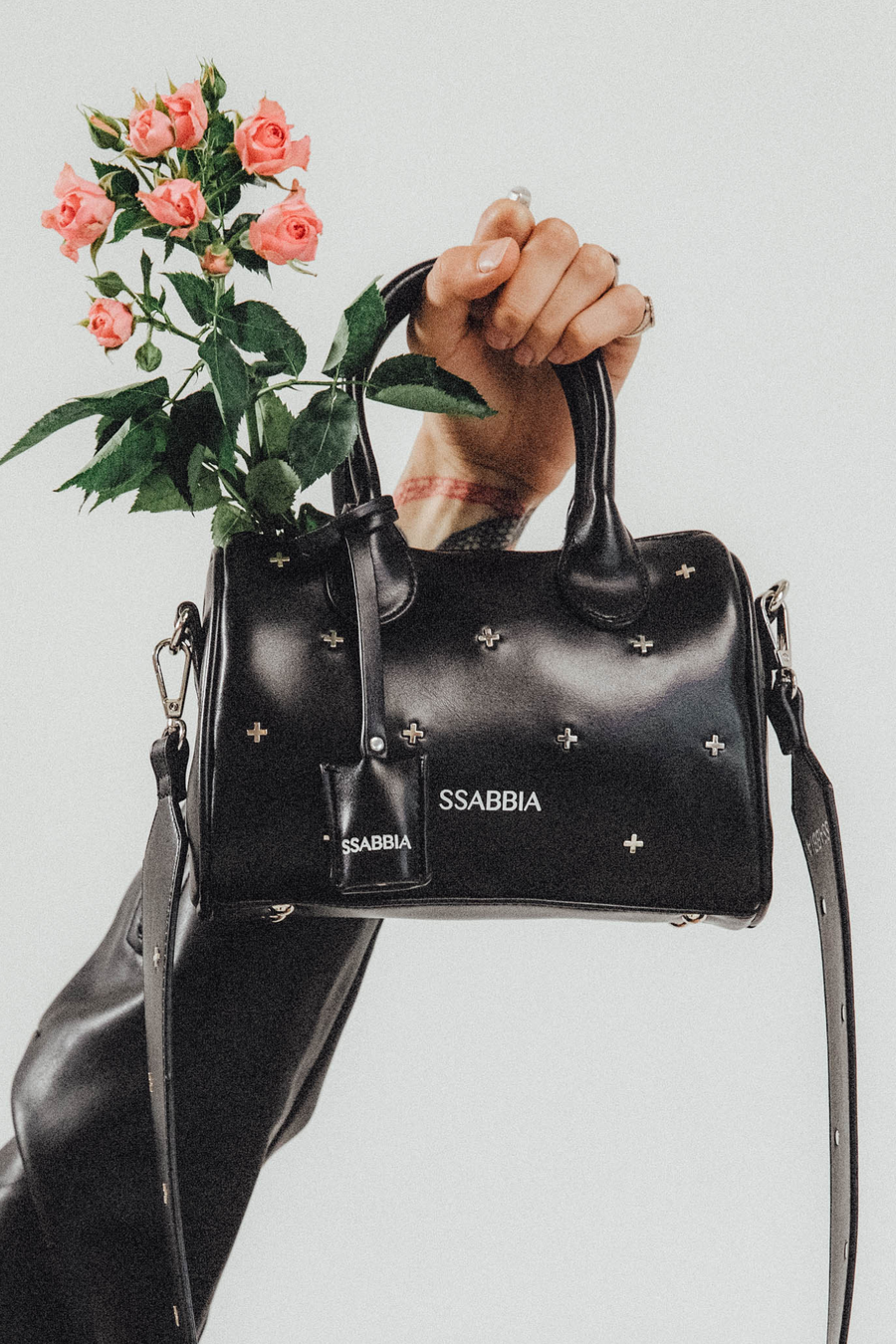 The Deja Vu SSABBIA Studded Black Handbag