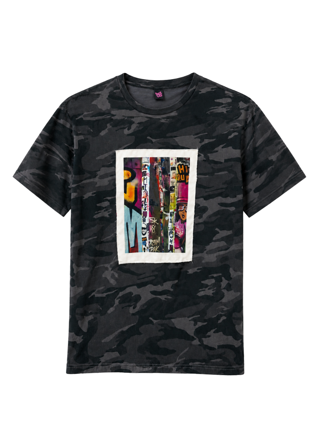 Erika Oversized Camo Print Tee Grey