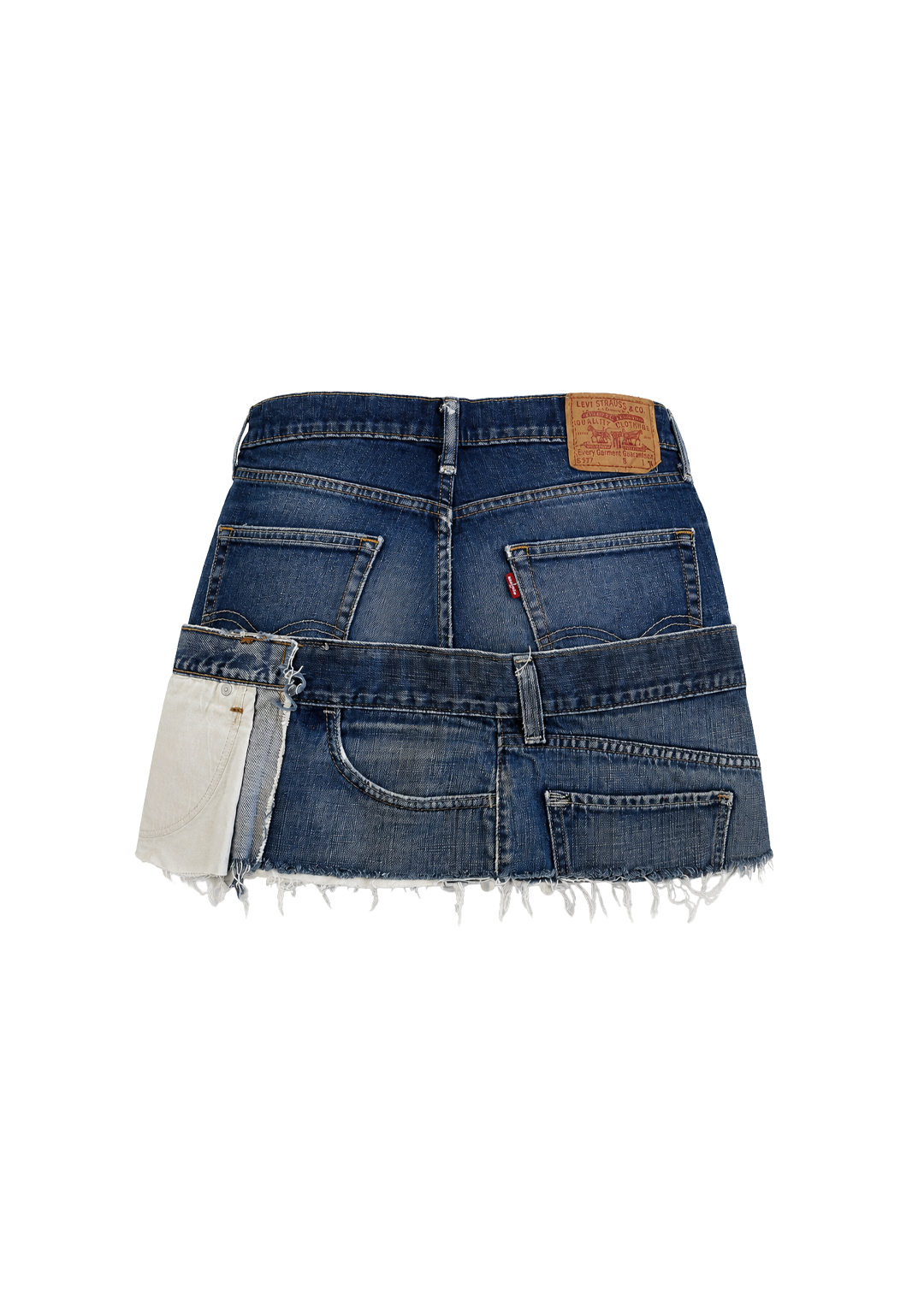 Upcycled Denim Mini Skirt -  Dark Blue