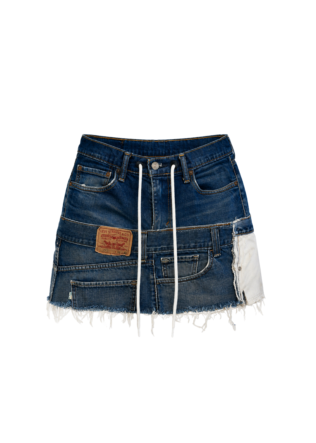 Upcycled Denim Mini Skirt -  Dark Blue