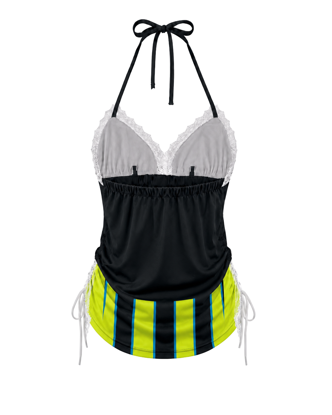 Football Halter Neck tops/ Mini Dress-Manchester City F.C. (black Neon Stripes)