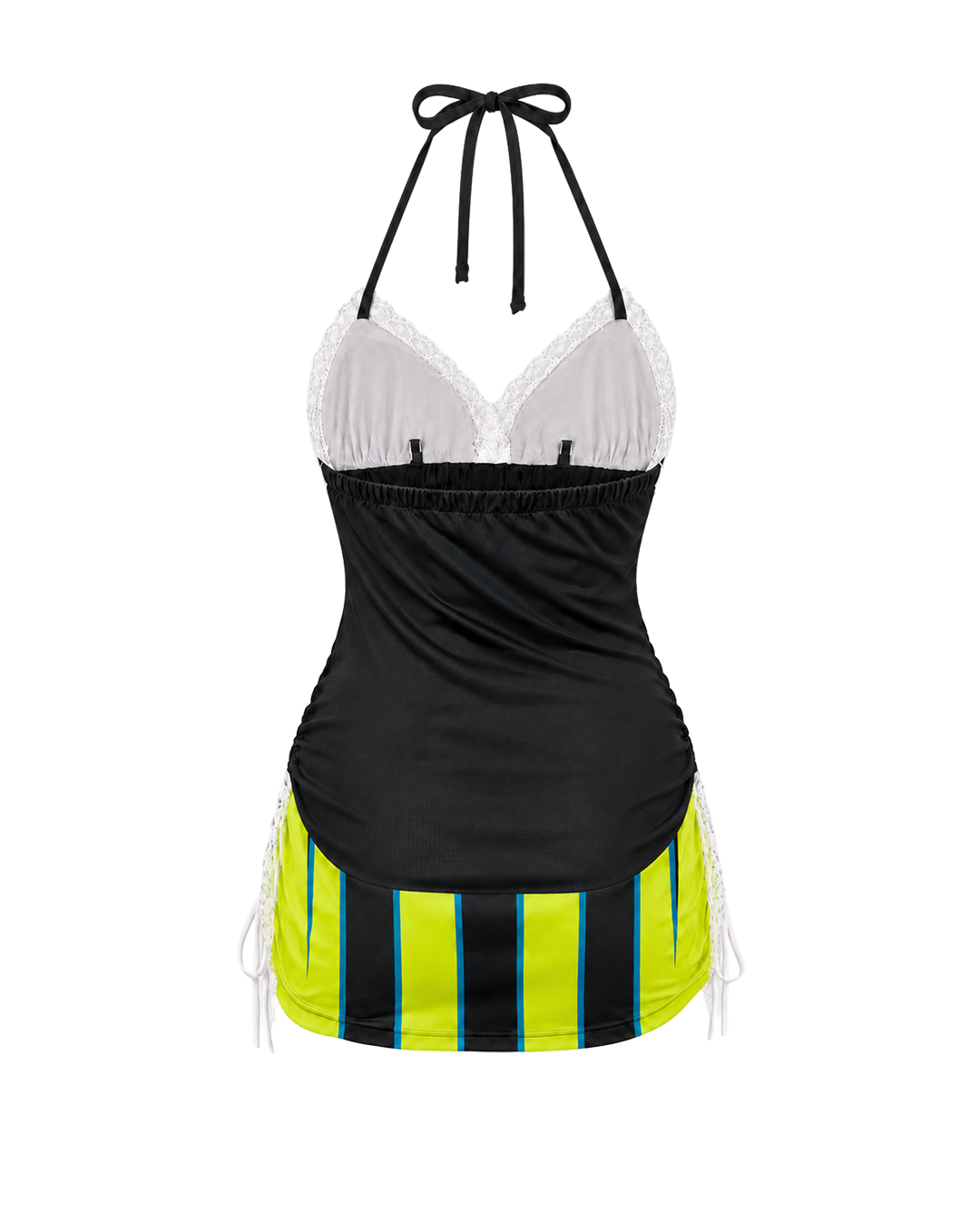 Football Halter Neck tops/ Mini Dress-Manchester City F.C. (black Neon Stripes)