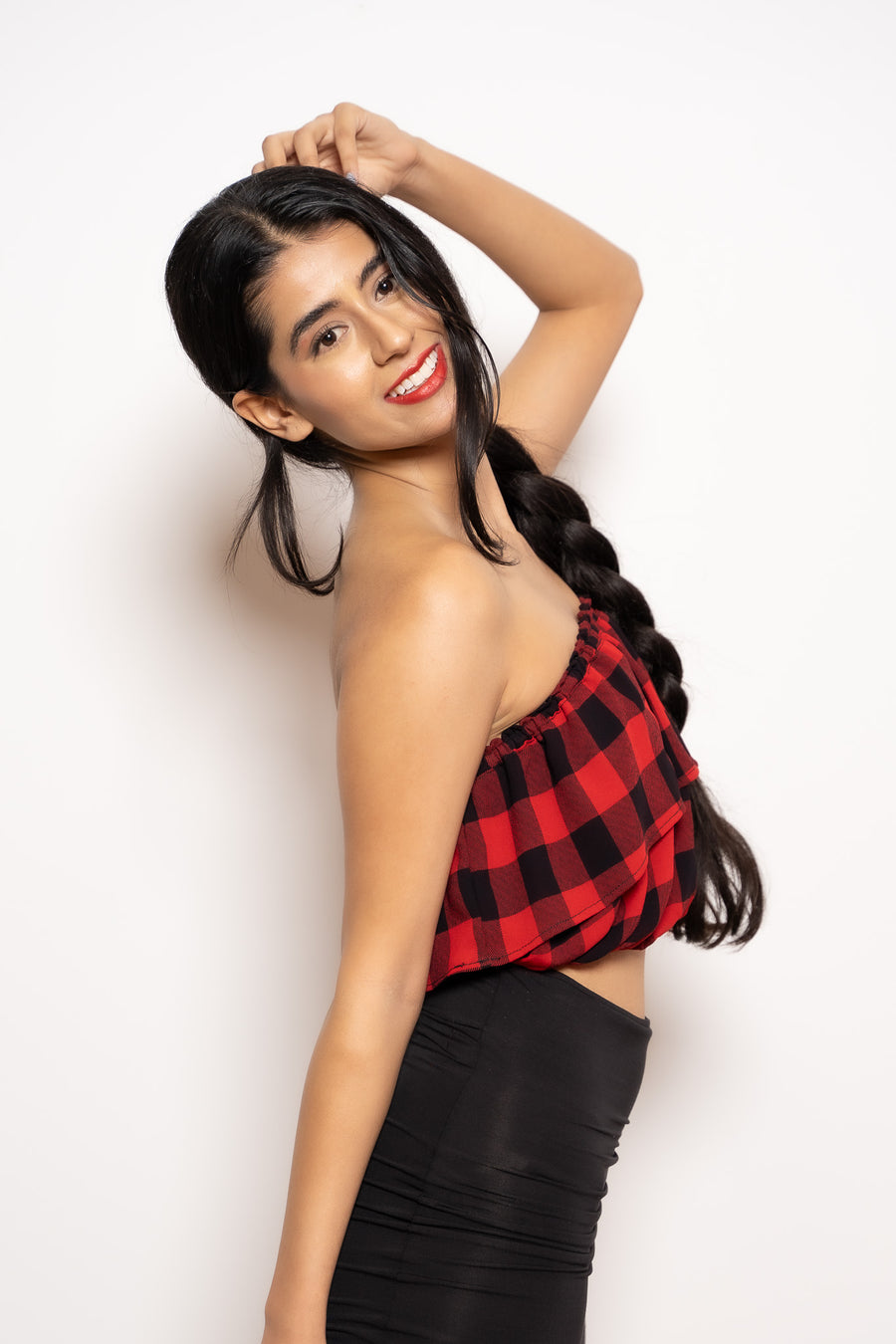 Revival Flowy Tube Top | Red Checked