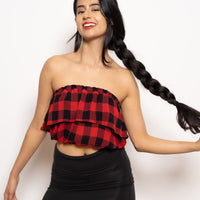 Revival Flowy Tube Top | Red Checked