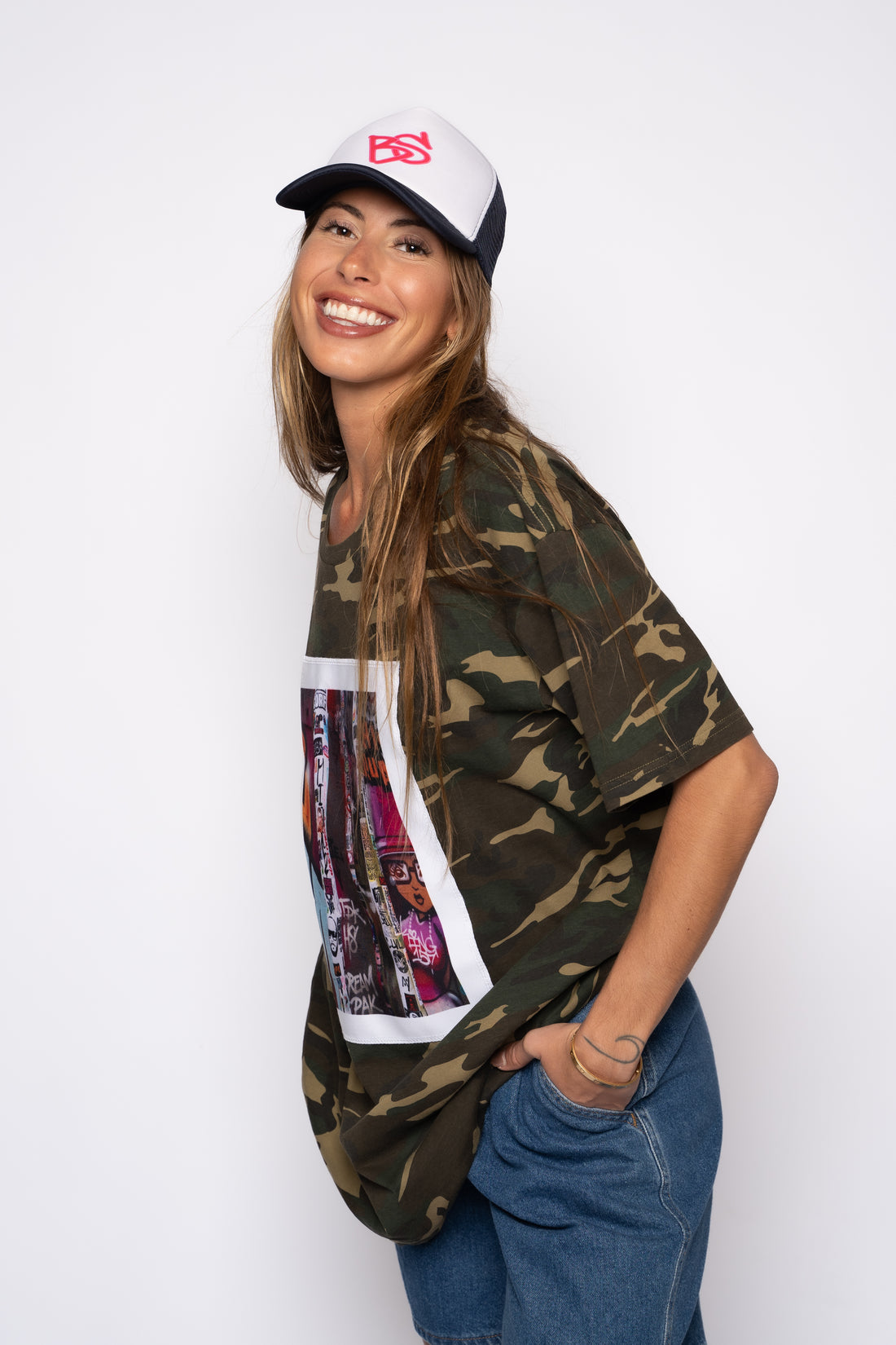 Erika Oversized Camo Print Tee