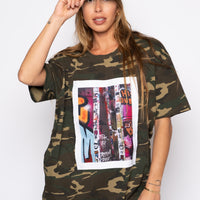 Erika Oversized Camo Print Tee