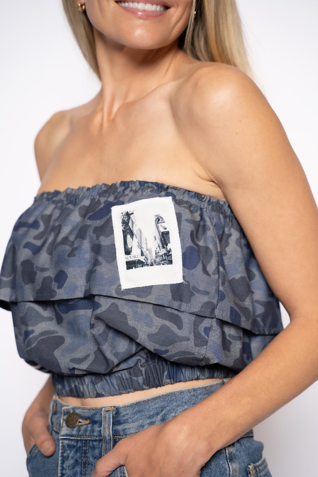 Ariel Tube Top-  Blue Camo