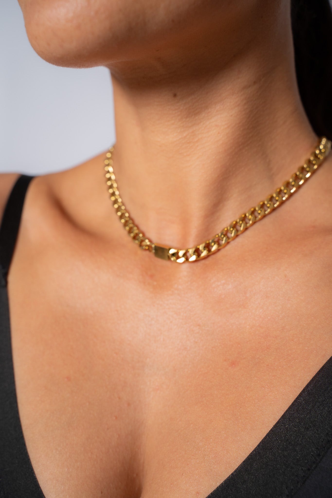 Gold Stainless Steel Solid chain Necklace