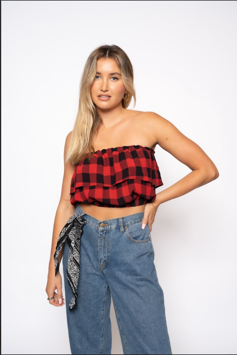 Ariel Tube Top - Red Checked