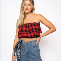 Ariel Tube Top - Red Checked