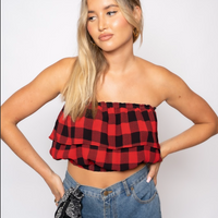 Ariel Tube Top - Red Checked