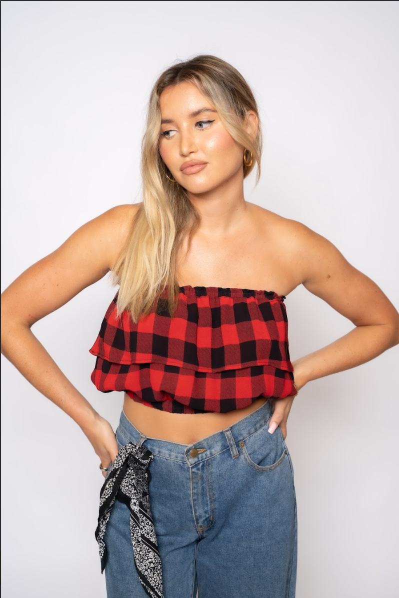 Ariel Tube Top - Red Checked