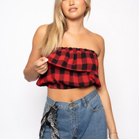 Ariel Tube Top - Red Checked