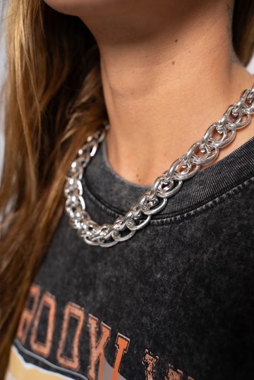 Lena Silver Chunky Loop Chain Necklace