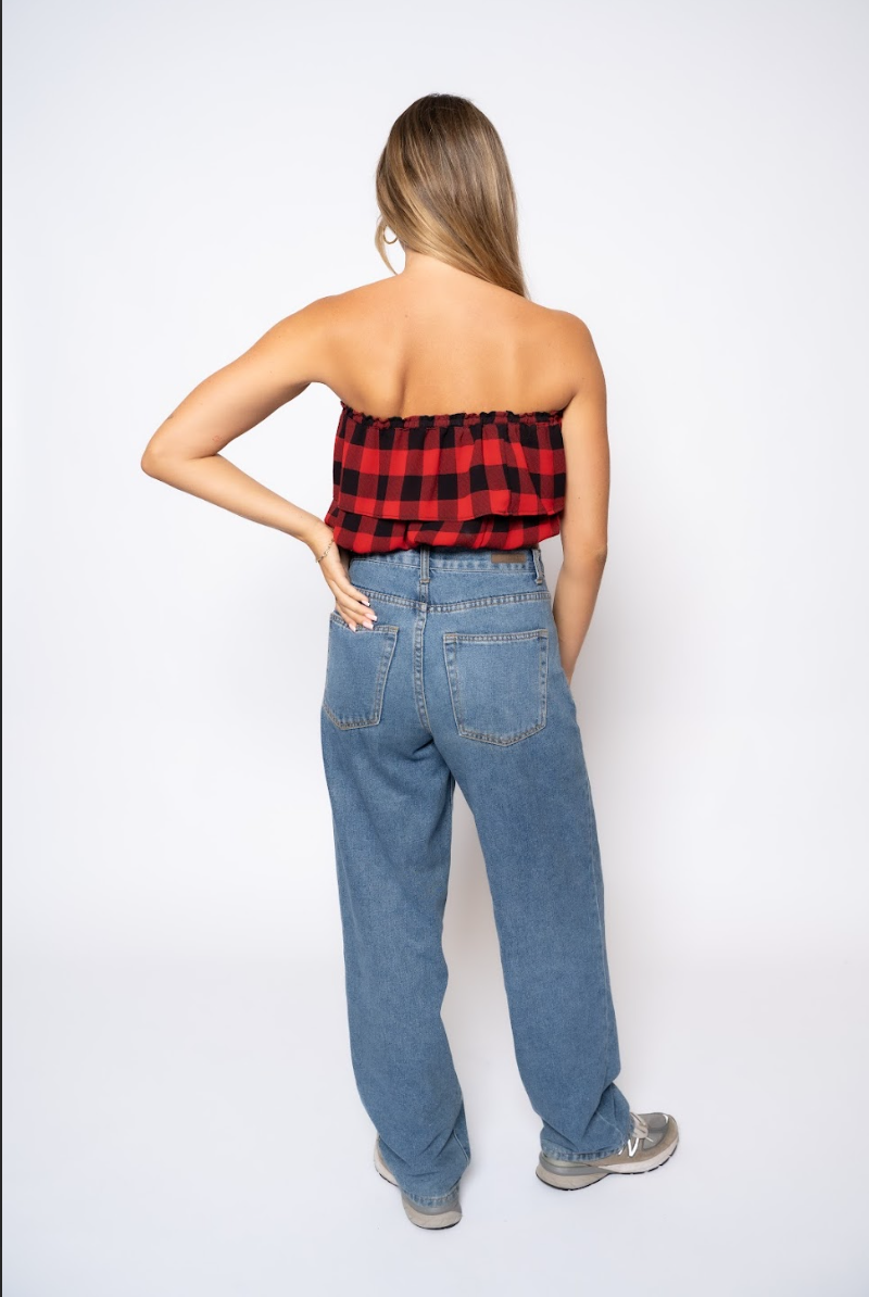 Ariel Tube Top - Red Checked