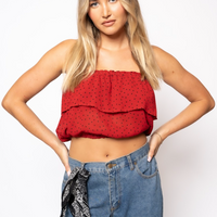 Ariel Flowy Tube Top - Red Polkadots