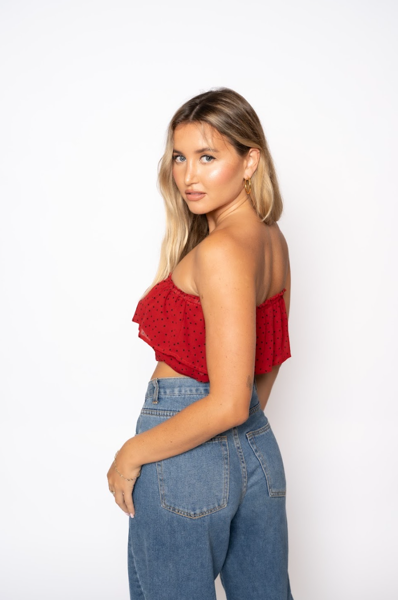 Ariel Flowy Tube Top - Red Polkadots