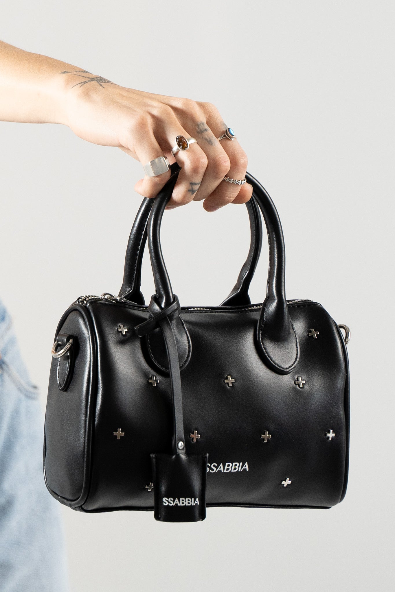 The Deja Vu SSABBIA Studded Black Handbag