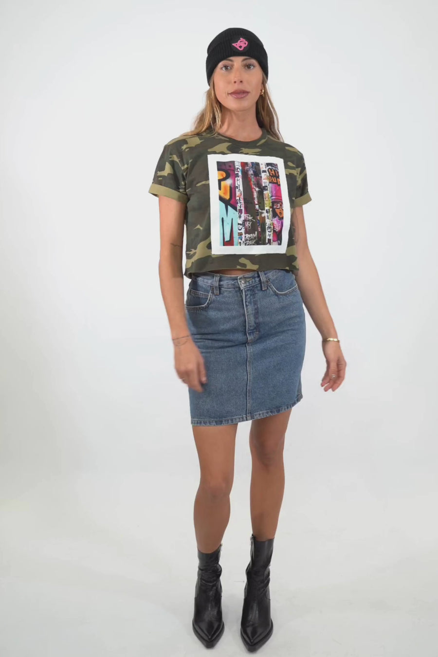 Erika Crop Camo Tee