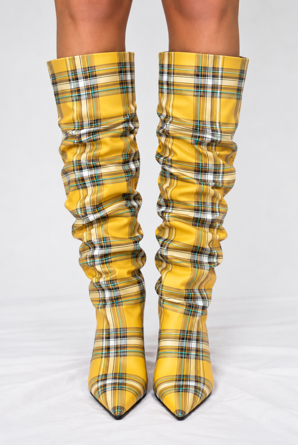 Yellow Tartan Boots
